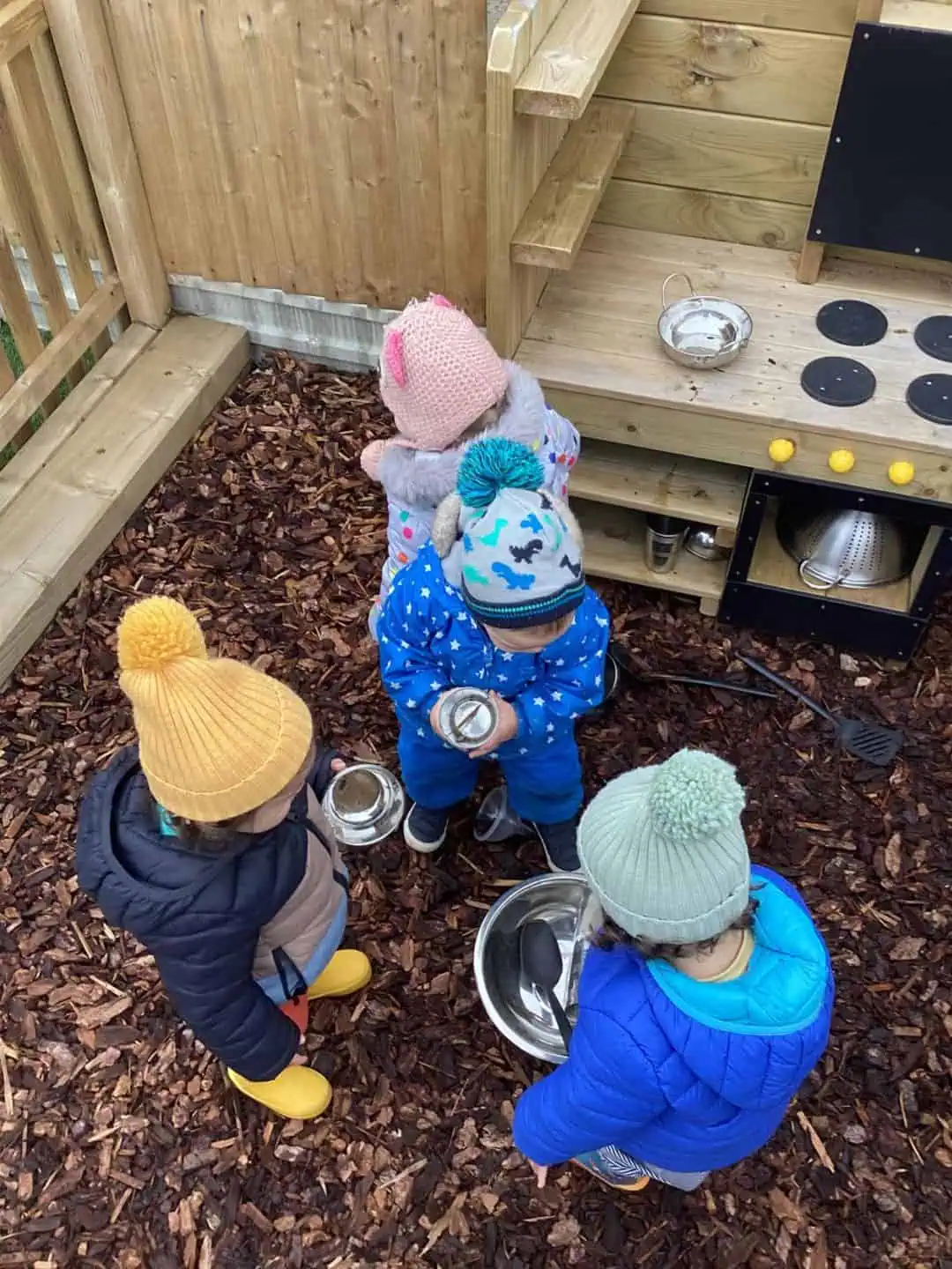Nursery children in outside garden spaces at our nursery near Beaconsfield